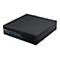 Schwarzer Mini-PC von Asus. Auf der Front befinden sich Anschlüsse wie USB und Audio.