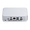 Graue Mini-PC-Rückseite mit Anschlüssen: HDMI, USB, Ethernet. Metallgehäuse mit Belüftungsschlitzen.