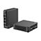 Zwei graue Mini-PCs, der eine hochkant, der andere flach liegend. Ports und Anschlüsse sind sichtbar.
