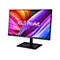 Schwarz gerahmter Monitor mit ASUS ProArt-Schriftzug. Das Display zeigt ein farbenfrohes, abstraktes Muster.