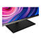 Nahaufnahme des ASUS ProArt Monitors mit farbenfrohem, abstraktem Bildschirmhintergrund und mattschwarzem Standfuß.