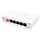 Weißer Asus 5-Port Netzwerk-Switch QG-U1050 mit DIP-Schaltern auf der Vorderseite.