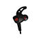 Schwarze In-Ear-Kopfhörer mit rotem Logo auf weißem Hintergrund.