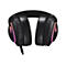 Casque de jeu noir ; éclairage RVB ; boutons et connecteurs.