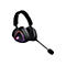 Schwarzes Gaming-Headset mit farbigen Lichtern und Mikrofon.