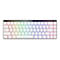 Kompakte, weiße Gaming-Tastatur mit RGB-Beleuchtung auf weißen Tasten. Oben mittig ist das ROG-Logo zu sehen.