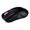 Schwarze Gaming-Maus mit pinken Akzenten. Mausrad und Logo leuchten. Seitlich befinden sich zusÃ¤tzliche Tasten.