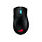 Schwarze Gaming-Maus mit rotem ROG-Logo unten und blau beleuchteter Leiste.