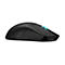 Schwarze Gaming-Maus mit ROG-Logo. Leuchtendes Mausrad in Blau. Auf weißem Hintergrund.