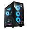 Schwarzer PC-Tower mit Glasfront. Drei blaue Lüfter leuchten durch, das ROG-Logo und G7-Schriftzug sind sichtbar.