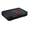 Schwarzer Mini-PC mit rotem Logo und Anschlüssen. Aufschrift: Republic of Gamers.