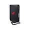 Schwarzer Gaming-PC-Tower mit roten Akzenten und ROG-Logo.