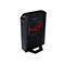Schwarzer ROG NUC Mini-PC auf weißem Hintergrund. Rotes Logo und Schriftzüge heben sich ab.