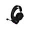 Schwarzes Gaming-Headset, Blickwinkel schräg von oben. Das Mikrofon ist nach vorne gerichtet. Schriftzüge auf dem Kopfbügel.