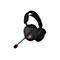 Schwarzes Gaming-Headset mit Mikrofon und leuchtendem Logo.