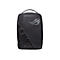 Schwarzer Asus ROG Gaming-Rucksack mit markantem Logo und geometrischem Muster auf der Vorderseite.