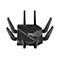 Schwarzer Router mit mehreren Antennen, ROG-Logo und Modellbezeichnung. Die Antennen sind wie FlÃ¼gel angeordnet.