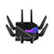 Schwarzer Router mit Antennen, ROG Logo. Auf weiÃŸem Hintergrund.
