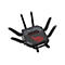 Schwarzer Router mit sechs Antennen, roter ROG-Logo-Beleuchtung und Text.