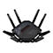 Schwarzer Asus ROG Gaming-Router mit acht Antennen, futuristischem Design und beleuchteten Lüftungsschlitzen.