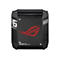 Schwarzer Gaming Mesh Router mit leuchtendem ROG-Logo. Schriftzüge: WIFI 6, Gaming Mesh Router, Republic of Gamers.