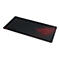Tapis de souris noir avec logo ROG rouge et motif.