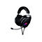 Schwarzes Gaming-Headset mit Mikrofon. ROG-Logo auf dem Ohrmuschel.