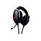 Schwarzes Gaming-Headset mit Mikrofon vor weiÃŸem Hintergrund. Auf der Ohrmuschel befindet sich ein mehrfarbiges Logo.