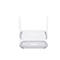 Weißer Asus-WLAN-Router mit zwei seitlichen Antennen vor weißem Hintergrund.