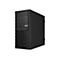 Schwarzer Asus Desktop-PC Tower mit Frontanschlüssen, Kartenleser und optischem Laufwerk auf weißem Grund.
