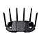Schwarzer Router mit sechs Antennen. Aufschrift: ASUS TUF Gaming.