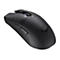 Schwarze kabellose Gaming-Maus mit texturiertem Mausrad und ASUS TUF-Logo auf weißem Hintergrund.