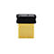 Ein goldfarbener HDMI-Adapter mit einer schwarzen Kappe, auf der das ASUS-Logo in silberner Schrift zu sehen ist.