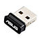 Kleiner schwarzer Asus USB-Adapter vor weißem Hintergrund.