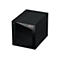 Schwarzes NAS-System, Marke 'Asustor'. Front mit LED-Anzeige und USB-Anschluss.