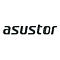 Das graue Logo des Unternehmens Asustor in einer serifenlosen Schriftart auf weißem Hintergrund.