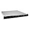 Asustor Rackmount-NAS in flachem, silbernem Design mit schwarzer Frontblende und mehreren Festplatteneinschüben.