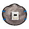 Dunkelgraue 3M-Atemschutzmaske, verpackt in einer Box, mit Text: Anti-Geruch, Cool Flow Ventil, Atemschutzgerät. FFP2-Filter.