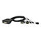 KVM-Switch mit DVI-, USB- und Audioanschlüssen sowie einem externen Fernbedienungsknopf vor weißem Hintergrund.