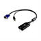 Ein schwarzer Altusen VGA-zu-USB-Adapter mit Netzwerkkabel-Anschluss vor weißem Hintergrund.