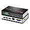 Ein schwarz-silberner USB KVM Extender mit AnschlÃ¼ssen und Beschriftungen wie ProXime und USB KVM Extender.