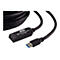 Schwarzes USB 3.2 Gen1 Typ A-C Verlängerungskabel von ATEN mit integriertem Signalverstärker.