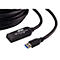 Schwarzes ATEN USB 3.2 Gen1 Typ-A-auf-C-Verlängerungskabel, 10 Meter lang, mit Anschlüssen und Adaptergehäuse.