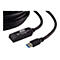 Schwarzes ATEN USB-3.2-Verlängerungskabel mit Stecker und integriertem Typ-C-Anschlussgehäuse.