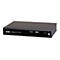 Schwarzer Aten 12G-SDI-auf-HDMI 2.0-Konverter mit Status-LEDs und 4K-Logo auf weißem Hintergrund.