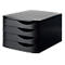 Black drawer box with four drawers.