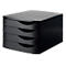 ATLANTA Schubladenbox, 4 Schubladen geschlossen, DIN A4, Recycling-Kunststoff, schwarz