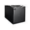 Schwarzer Audio-Technica Subwoofer, Perspektive von unten mit Gummifüßen und Logo.