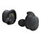 Zwei schwarze True-Wireless-In-Ear-Kopfhörer vor weißem Hintergrund. Einer zeigt das Audio-Technica-Logo.