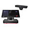 Videokonferenzsystem mit Touchscreen-Monitor und Webcam. Das Display zeigt eine Projektbesprechung. Die Webcam ist oberhalb des Displays platziert.